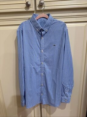 Vineyard Vines Blue & White Gingham Button-Down Shirt